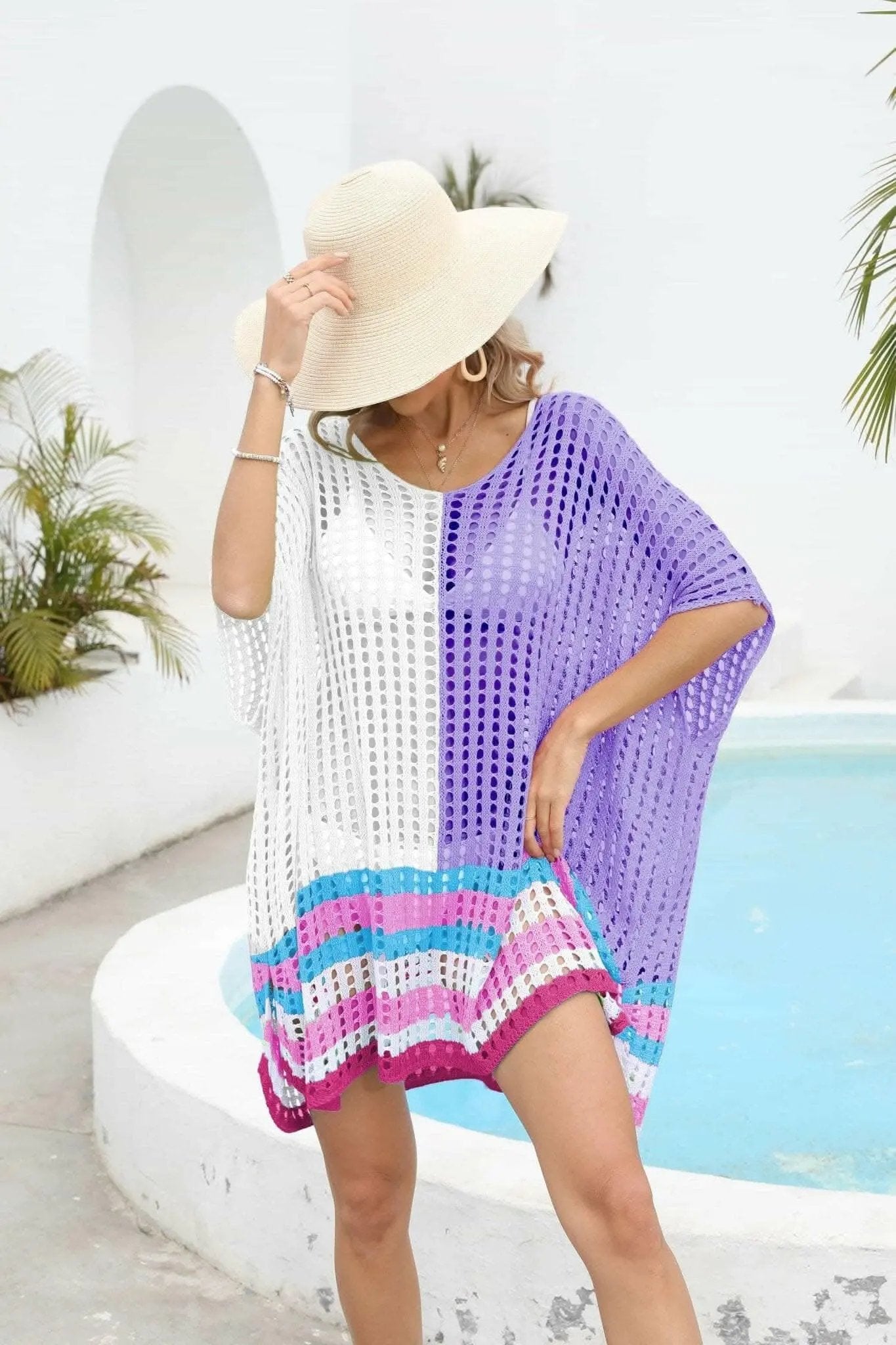Chic openwork scoop neck cover-up - Love Salve